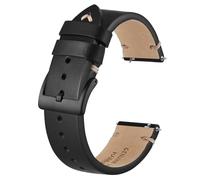 BISONSTRAP Distressed Leather Watch Strap, Watch Replacement Bands for Men, Quick Release Spring Bars, 20mm, Black (Black Buckle)