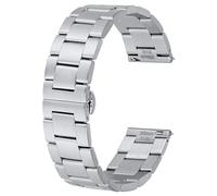 BISONSTRAP Heavy-duty Metal Watch Bands 19mm, Tapered Watch Straps, 316L Stainless Steel, Deployant Clasp, Silver