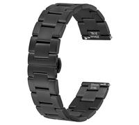 BISONSTRAP Heavy-duty Metal Watch Bands 20mm, Tapered Watch Straps, 316L Stainless Steel, Deployant Clasp, Black
