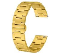BISONSTRAP Heavy-duty Metal Watch Bands 22mm, Tapered Watch Straps, 316L Stainless Steel, Deployant Clasp, Gold