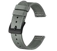 BISONSTRAP Men’s Nylon Watch Bands, Two-Piece Military Watch Straps, Quick Release, Brushed Buckle, 20mm, Grey (Black Buckle)