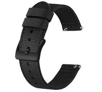 BISONSTRAP Men’s Nylon Watch Bands, Two-Piece Military Watch Straps, Quick Release, Brushed Buckle, 24mm, Black (Black Buckle)