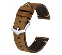 BISONSTRAP Men's Crazy Horse Leather and Italian Calfskin Watch Straps, Quick Release, 18mm, 20mm, 22mm, Tang Buckle, Sports, Formal, Watch Band, Not Water Resistant, Premium, Tan, Black, Green, Brown