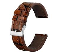 BISONSTRAP Sophisticated Watch Bands 18mm, Italian Leather with Alligator Embossed Pattern, Quick Release Replacement Straps, Toffee Brown (Silver Buckle)