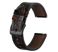 BISONSTRAP Sophisticated Watch Bands 22mm, Italian Leather with Alligator Embossed Pattern, Quick Release Replacement Straps, Dark Brown (Black Buckle)