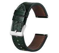 BISONSTRAP Sophisticated Watch Bands 22mm, Italian Leather with Alligator Embossed Pattern, Quick Release Replacement Straps, Dark Green (Silver Buckle)
