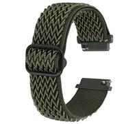 BISONSTRAP Stretchy Nylon Watch Band, Adjustable Buckle Loop Bands, Quick Release, Elastic Braided Nylon Strap 22mm, Army Green