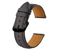 BISONSTRAP Watch Straps with Quick Release, Texture Leather Watchbands for Men Women, 20mm, Dark Grey, Black Buckle
