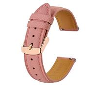 BISONSTRAP Watch Straps with Quick Release, Texture Leather Watchbands for Men Women, 20mm, Pink, Rose Gold Buckle
