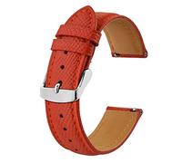 BISONSTRAP Watch Straps with Quick Release, Texture Leather Watchbands for Men Women, 20mm, Red, Silver Buckle