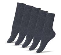 bisoo Dark Grey Cotton School Socks for Boys, Girls - SET of 5 Pairs of High Socks - Oeko-Tex Certified - School, School Uniform - Size 36-38 (UK 2-3.5) Dark Grey