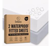 Bisoo Magic Sheet 20x40in 1 White + 1 Grey Fitted Sheet for Bedside Crib | Sheet and Protector in One Piece, Savings, Waterproof, Breathable, Noiseless, Cotton Jersey Oeko-Tex