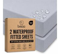 Bisoo Magic Sheet 28x63in 2 Grey Waterproof Fitted Sheet for Toddler Bed | Sheet and Protector in One Piece, Savings, Waterproof, Breathable, Noiseless, Cotton Jersey Oeko-Tex