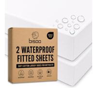 Bisoo Magic Sheet 32x63in 2 White Waterproof Fitted Sheet for Toddler Bed | Sheet and Protector in One Piece, Savings, Waterproof, Breathable, Noiseless, Cotton Jersey Oeko-Tex