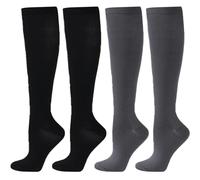 BISOUSOX 4 Pairs Compression Socks for Women Men Flying 15-20 mmHg Flight Socks for Men Women Knee-High Ladies for Sport Running Pregnancy Compression Stockings Gift for Pregnant Woman