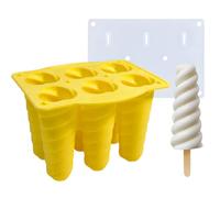 Bisphenol A Free asy release reusable children's Silicone ice cream popsicle;popsicle molds;Ice Pop Molds (yellow, helix)