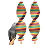 Bissap 2 PCS Bird Chew Toys, Multicolored Bagel Cascade Bird Parrot Chewing Sticks Biting Wooden Blocks Toy for Medium Amazon Cockatiels Cockatoos Macaws and Similar Sized Pet Birds