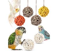 Bissap 6PCS Small Parrot Chew Toys, Sola Balls Parrot Chewing Foraging Toys Colorful Bird Foot Balls for Cockatiels Conures Cockatoos Parakeets Love Birds Small Parrot Cage Bite Toys