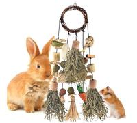 Bissap Rabbit Chew Toy, Bunny Cage Hanging Chewing Toys and Treats Wooden with Snacks for Guinea Pigs Chinchillas Hamsters Rats and Other Small Pets Teeth Grinding (Timothy Hay & Vine)