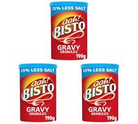 Bisto Reduced Salt Beef Gravy Granules, Great with Beef 190 g Drum (Pack of 3)