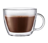 Bodum Bistro Double Wall Cafe Latte Cup, Borosilicate Glass - 0.45 L/15 oz, Transparent, Pack of 2