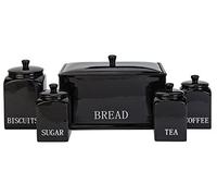 Bistro 5 Piece Ceramic Kitchen Storage Set - Black.