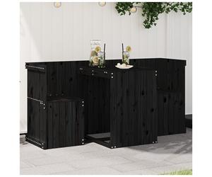 Bistro Balcony Set 158.5x72x75cm Black Pine Solid Pine Wood 2-Seater RusticCharm