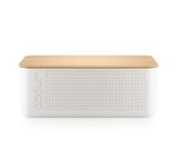 Bistro Bread Box with Bamboo Cutting Board (BPA-Free Plastic, Easy Cleaning) Mushroom, Large
