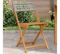 Bistro Chair 2pcs Grey Poly Rattan with Solid Acacia Wood Foldable 41x52.5x80 cm