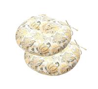 Bistro Chair Cushions 15 inch,Set of 2,Tufted Round Chair Cushions with Ties,15"x15"x4",Water Resistant Round Seat Cushion for Barstool Chairs,Patio Garden Kitchen Outdoor Furniture(Yellow Flower)