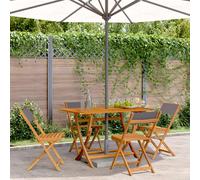 Bistro chair Set of 4 Anthracite Acacia Wood Fabric Folding 41x52.5x80 cm Dining