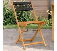 Bistro Chairs 2 pcs Black Acacia Wood Rope Backrest Outdoor Folding 41x52.5x80cm