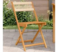 Bistro chairs 2pc Beige Acacia Wood Folding Rope Backrest 41x52.5x80 cm Seat44cm