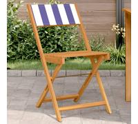 Bistro chairs 2pc set Blue & White Acacia Wood Fabric Folding Patio 41x52.5x80cm