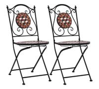 Bistro Chairs 52 x 37 x 87 cm Brown Powder-Coated Iron Frame Ceramic Seats 2pcs