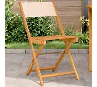 Bistro chairs Beige 41x52.5x80 cm Solid Acacia Wood Fabric Seat Folding Set of 2
