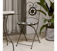 Bistro chairs Black White 38x45.5x89.5cm Foldable Mosaic Ceramic Top Patio 2pcs