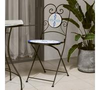 Bistro chairs Blue & White Mosaic Ceramic Top Foldable Powder-Coated Iron 89.5cm