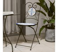 Bistro chairs Blue & White Mosaic Ceramic Top Foldable Powder-Coated Iron 89.5cm