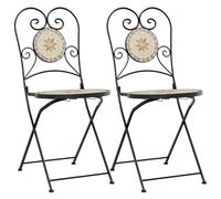 Bistro Chairs Foldable Outdoor Chair Dining Pub Chair 2 pcs Ceramic vidaXL