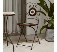 Bistro Chairs Foldable Terracotta & White Mosaic Ceramic Seat 36cm 38x45.5x89.5