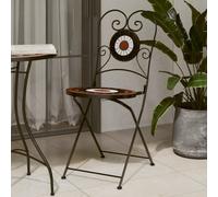 Bistro Chairs Foldable Terracotta & White Mosaic Ceramic Seat 36cm 38x45.5x89.5