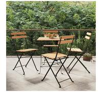 Bistro Chairs Folding Teak & Powder-Coated Steel 39x45x79cm Seat H45cm Set 2pcs