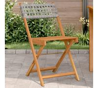 Bistro chairs Grey 41x52.5x80cm Solid Acacia Wood & Poly Rattan Folding 2pcs Set