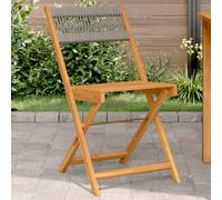 Bistro chairs Grey 41x52.5x80cm Solid Acacia Wood Rope Backrest Folding 2pcs Set