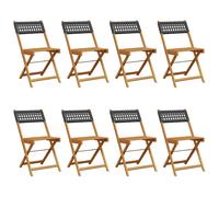 Bistro Chairs Outdoor Dining Chair Solid Wood Acacia and Poly Rattan vidaXL