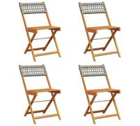 Bistro Chairs Outdoor Dining Chair Solid Wood Acacia and Poly Rattan vidaXL