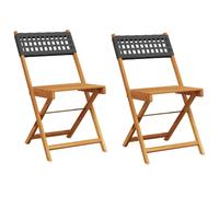Bistro Chairs Outdoor Dining Chair Solid Wood Acacia and Poly Rattan vidaXL