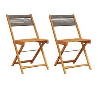Bistro Chairs 2pc Black Solid Acacia Wood & Polypropylene 41x52.5x80 cm Foldable