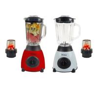 Bistro Chef 2-in-1 Nuts Ice Crushing Mixer Blender 850W, Professional Handheld Kitchen Blender 1.5L for Smoothie Maker, Fruit Juice, Shake, Made from Glass & Stainless Steel (Red & Blue, Pack of 2)